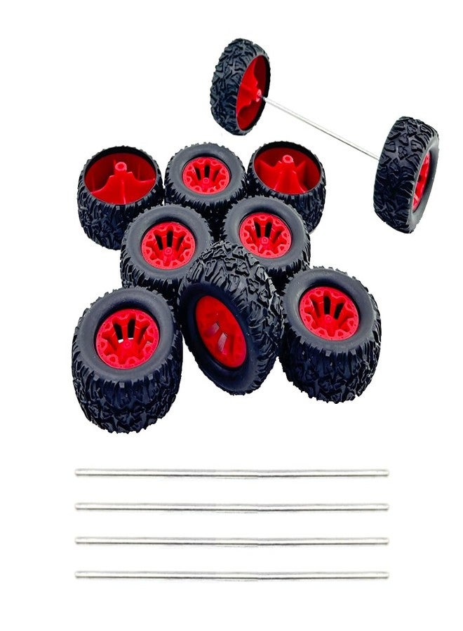 URIMPAVIDO 10PCS Toy Car Wheels Toy Car Rubber Tire Wheels with 5PCS Shaft Round Rod Axles for RC Car Truck Robot DIY Model Toy Parts (2x20x44mm) - Image 1